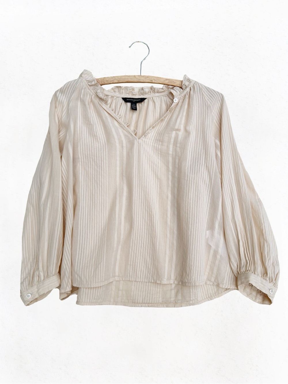 Balloon Sleeve Cotton Blouse (XXS)